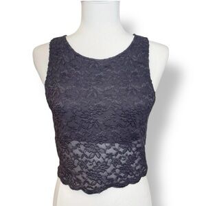 Intimately Free People Charcoal Floral Lace Crop Top Sleeveless Lined Size Small